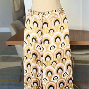 House of Harlow 1960 wide leg satin pants size small art deco retro print